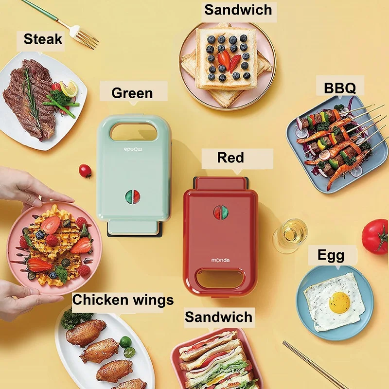220V Electric Sandwich Maker Kitchen Waffle Maker Automatic Edge Banding Non-sticky Toaster Multifunctional Breakfast Maker 650W 3