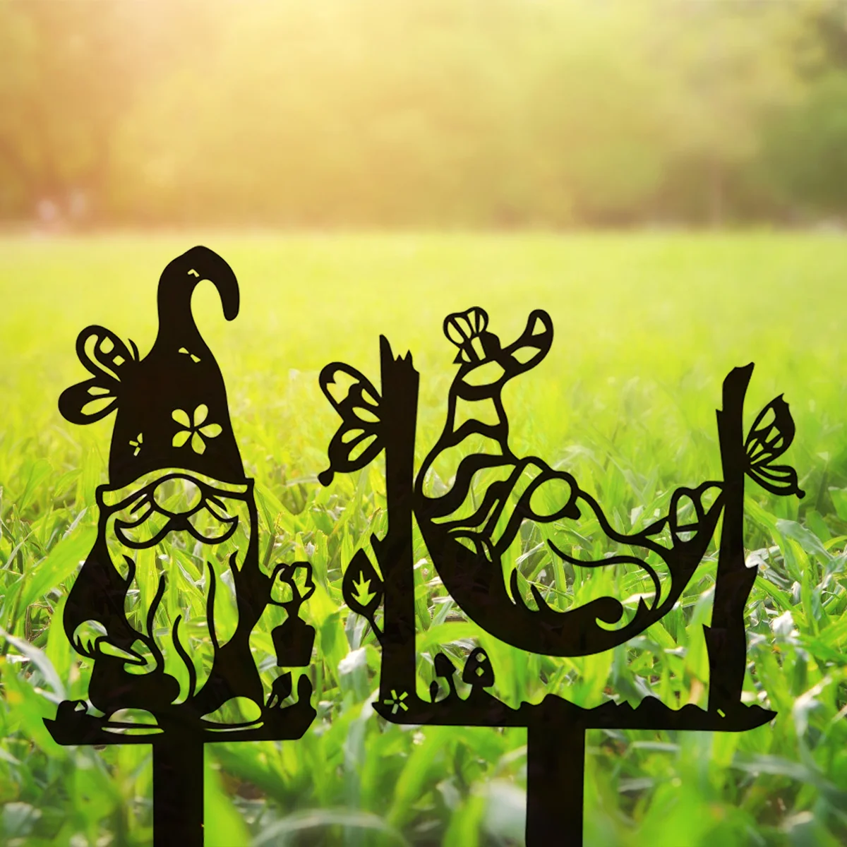 

HELLOYOUNG Add A Whimsical Touch To Your Garden This Metal Gnome Decoration Yard Sign Wall Art Home Decoration Metal Garden Part