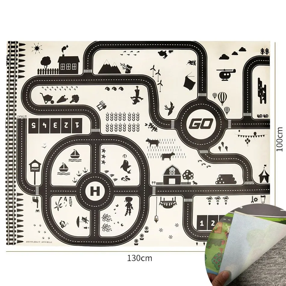 thumbnail image 1 of Mapa de juegos para bebés, tapete educativo para niños, mapa de ciudad grande, tapete de juego impermeable no tejido, juguetes divertidos para niños, autos de juguete extraíbles, 1 of 5