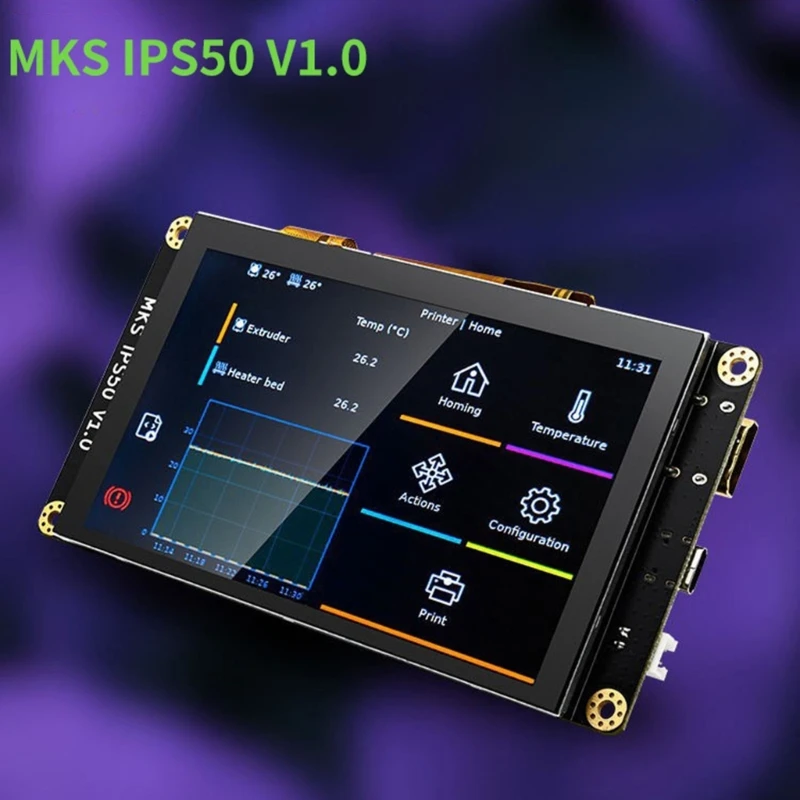 

MKS IPS50 5In RGB TFT Screen Display Screen USB TypeC 3D Printer Parts- Support Klipper LCD Screen