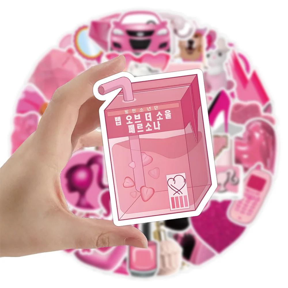 

52 шт. милые Мультяшные наклейки Ins в розовом стиле «сделай сам», автомобиль, велосипед, Дорожный чемодан, ноутбук, Классическая Игрушка, граффити, наклейки для детей