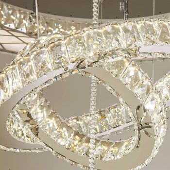 Advanced Flower Shaped Crystal Ceiling Pendant Lamp LED Stepless Dimming with Remote Control Luxury Home Decorative Lights 5