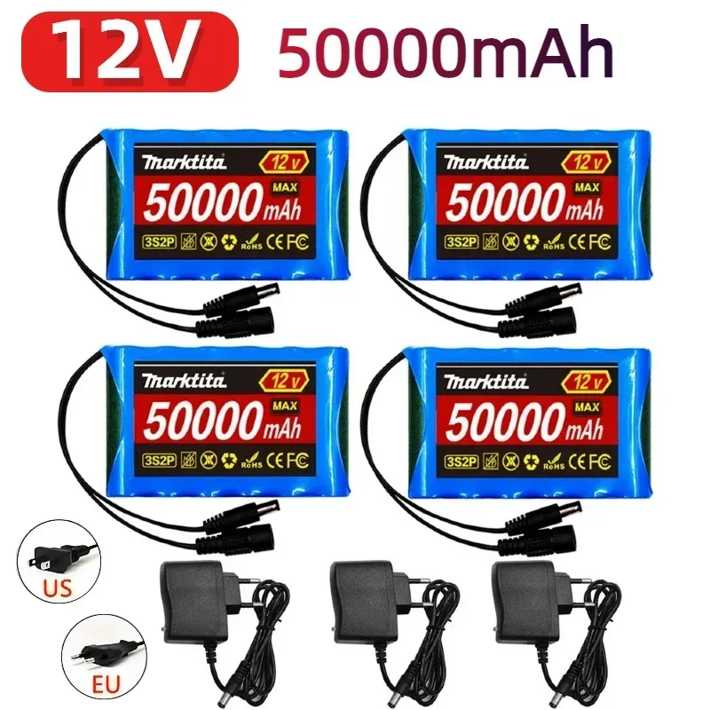 

Rechargeable Battery 12V 50000mah Lithium Battery Pack Capacity DC 12.6V 50Ah CCTV Camera Monitor LED with Charger