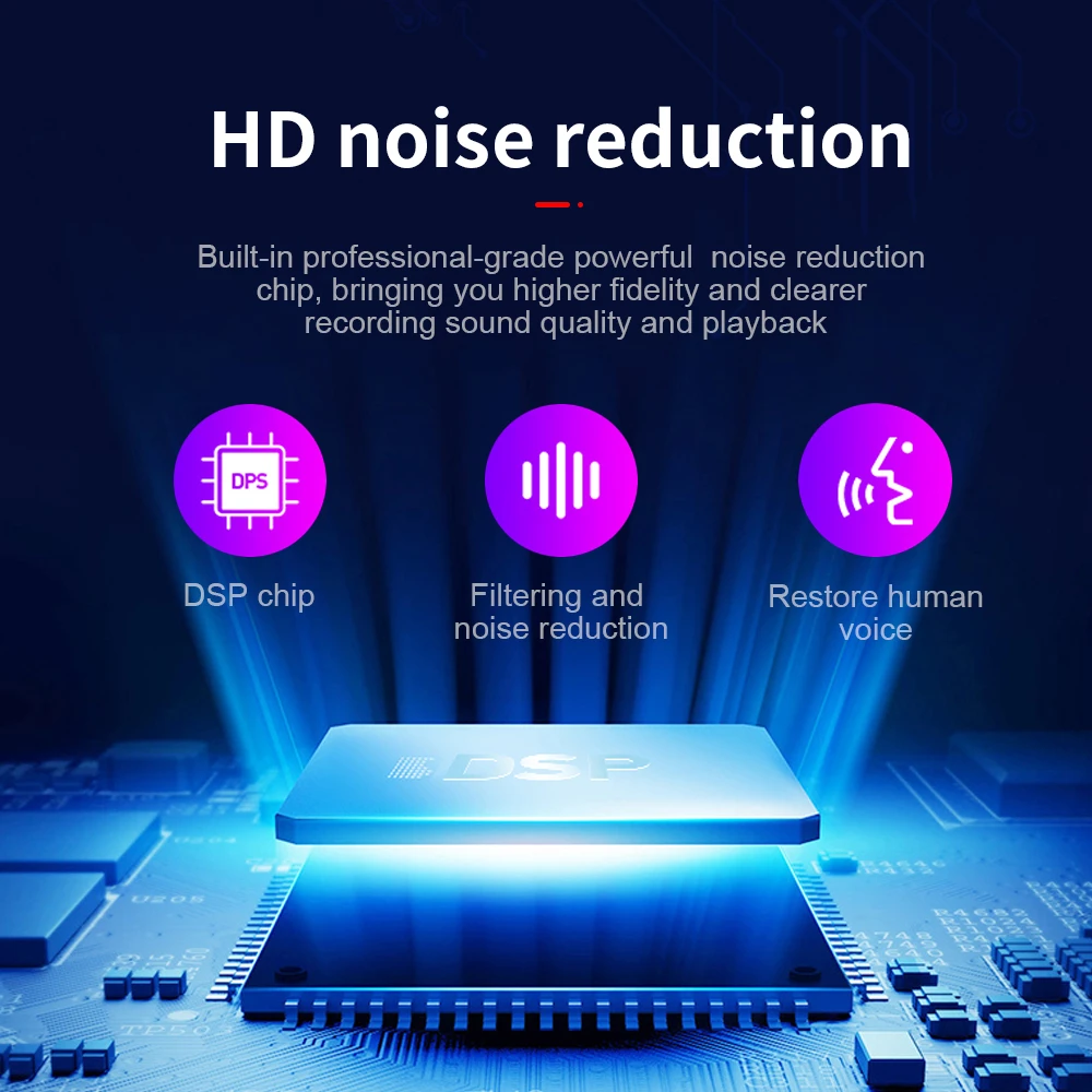 Voice Recorder Mini Voice Recorder Voice Activated Audio Recording Smart HD Noise Reduction Sound Dictaphone Long Time Record Device MP3 Player
