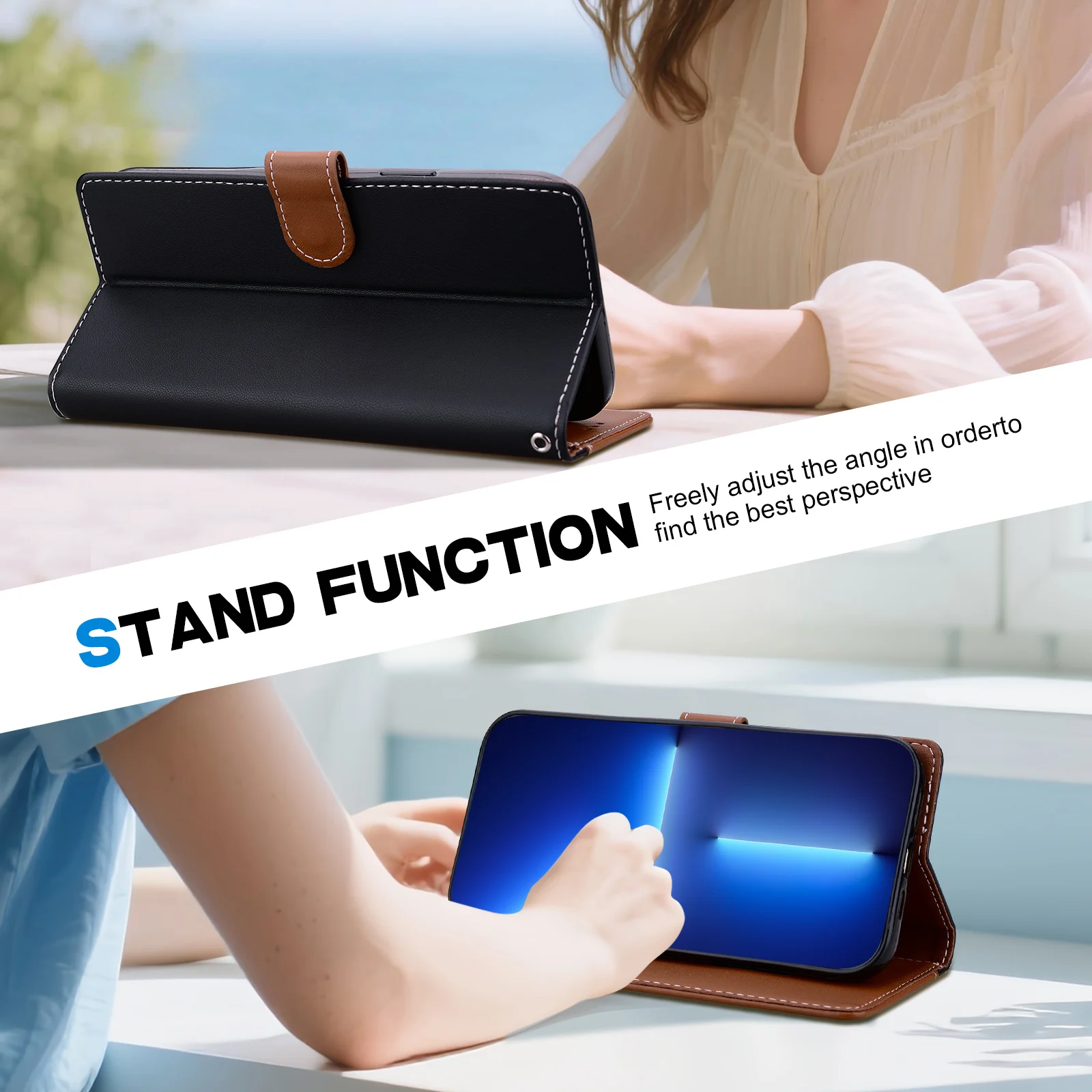 Embossed Solid Color Magnetic Flip Leather Wallet Case Cover