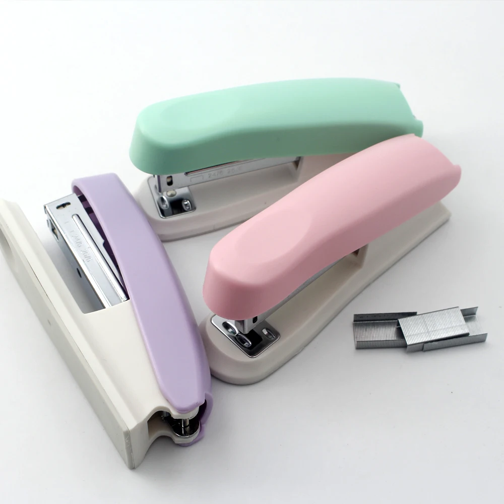 Macaron-colored desktop stapler Suitable for 24mm/26mm staples For school push stapler mini stapler set hand stapler metal stapler