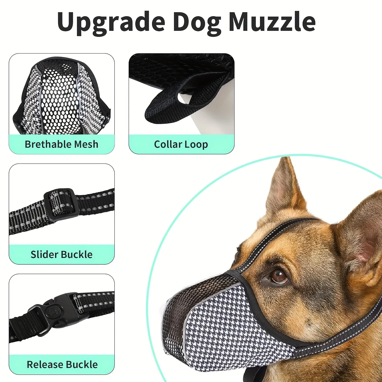 Soft Dog Muzzle for Small Large Dogs Mask Anti Biting Chewing Licking Breathable No Bark Mesh Printed Full Coverage Muzzles