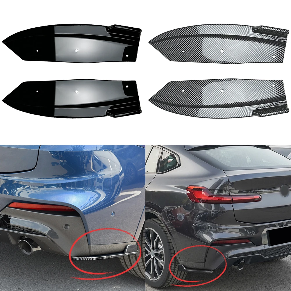 

Rear Side Bumper Splitters Spoiler Lips Wing Trim For BMW X4 G02 M Sport 2018-2021 Decorative Car Stickers Accessories