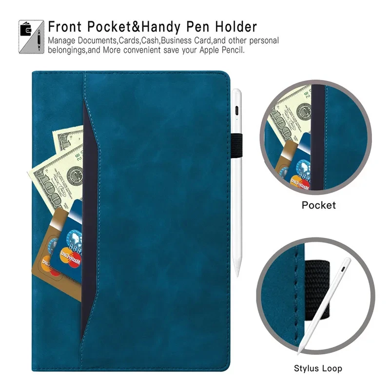Elegant Business Wallet Flip Book Tablet Case with Durable TPU Shell