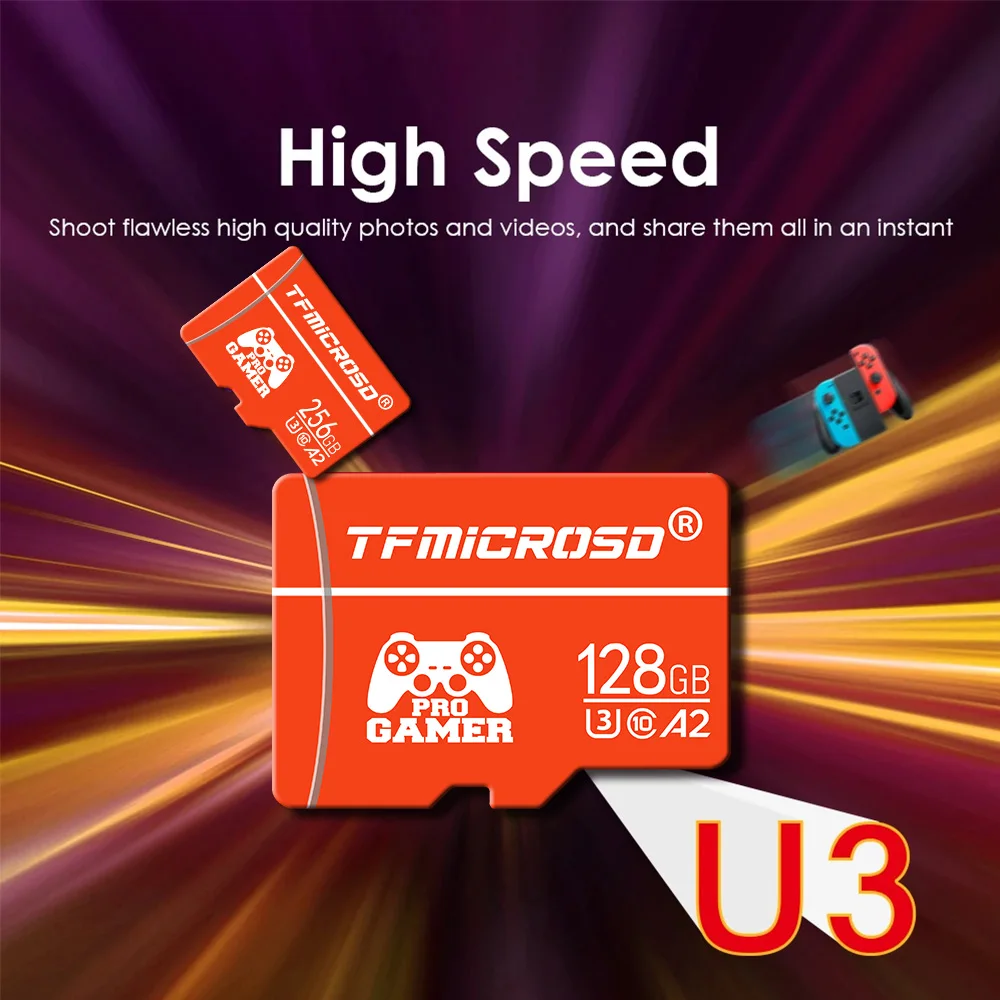 TFMICROSD 카드 닌텐도 스위치용, 128GB 메모리 카드, 256GB 고속 클래스 10 미니 TF 플래시 카드, DIY 게임 컴퓨터 및 카메라용