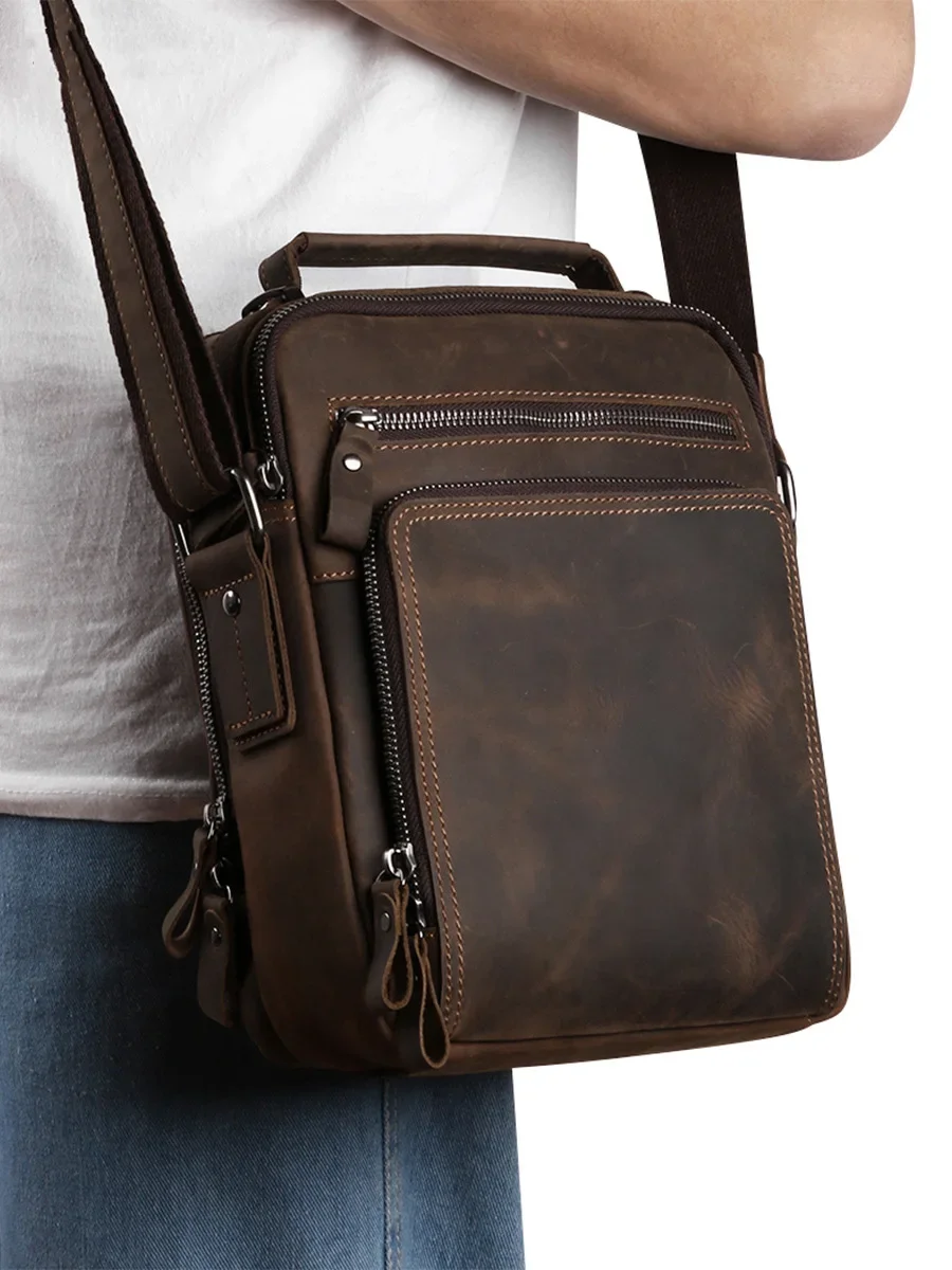 Genuine Leather Shoulder Crossbody Bag for Men