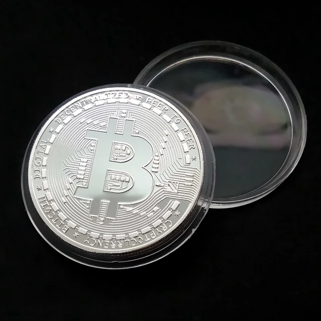 Silver Gold BTC Coin Physical Bitcoin Old Coin with Display Stand Storage Box for Souvenir Collection Home Office Decoration 4