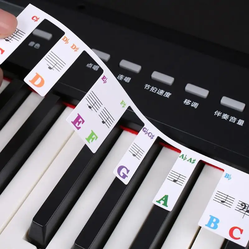 Touche de râteau de piano pleine taille à 61 touches, notes de clavier de  piano colorées pour débutant -  France