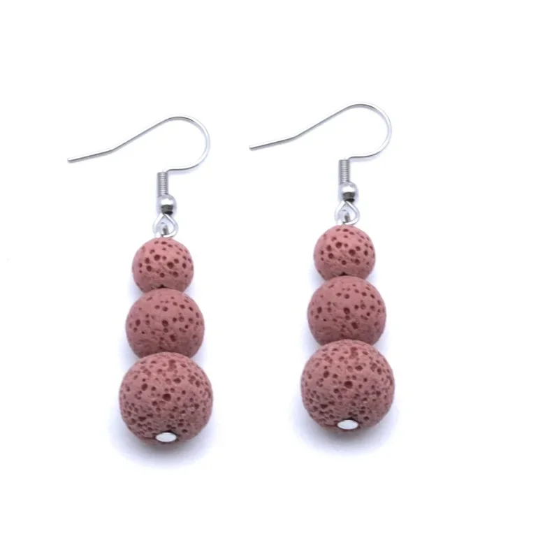 Heart Shaped Lava Stone Threader Earrings - Essential Oil Diffuser Jewelry For Women (Gold, Rose Gold, Silver)