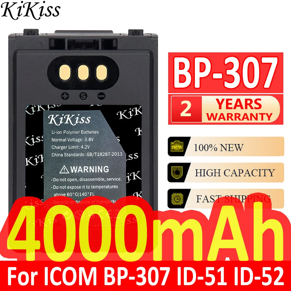 4000Mah Kikiss Potente Batteria Bp-307 Per Icom Id-31E Id-51E Id-52E Ip-100H Ip-501H Ip-503H Ic-705