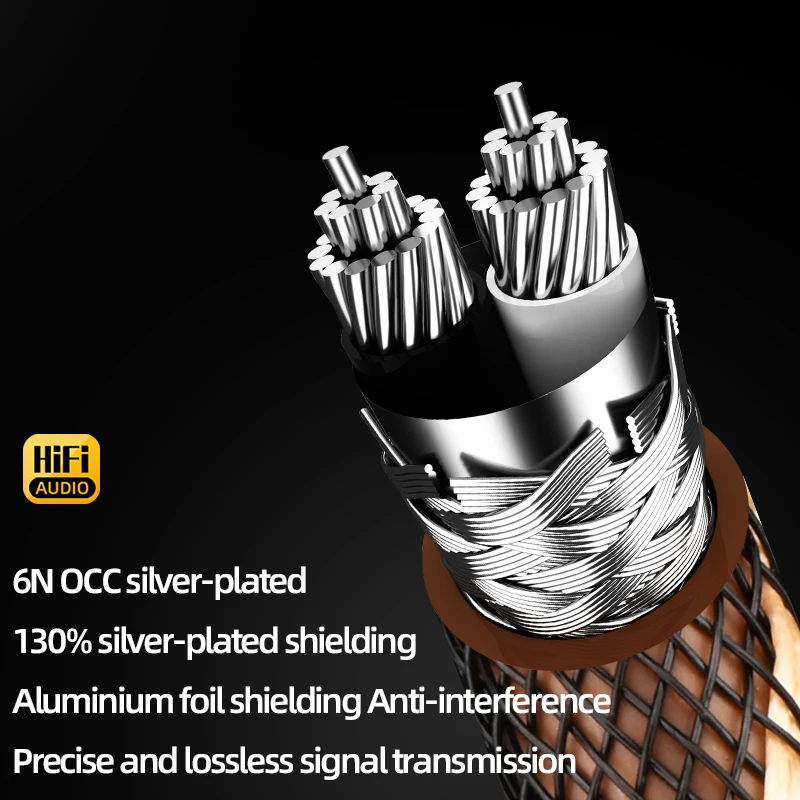 Premium Silver Plated RCA HiFi Audio Cable for Speakers and Subwoofers