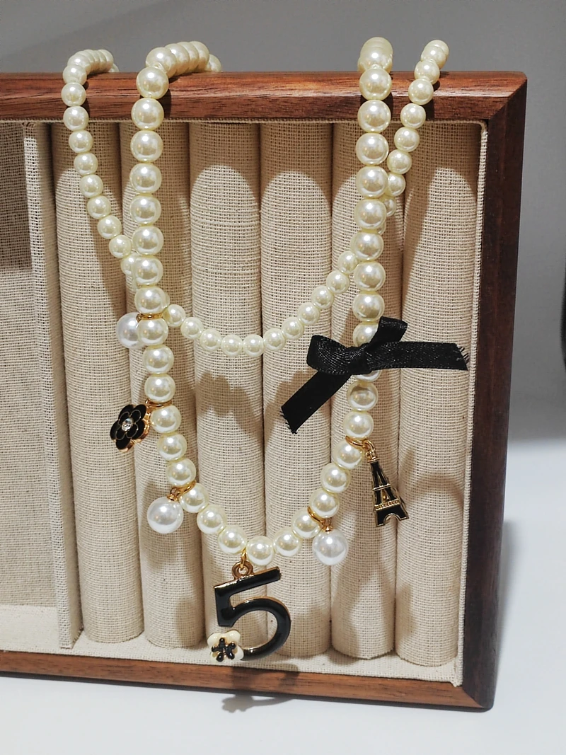 Women  trendy   Choker Pearl Necklace earring  Ladies  Jewelry set Party Accessories - 3