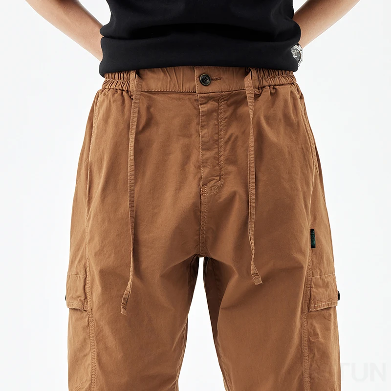 Men Cargo Pants Drawstring Elastic Waist Loose Jogger Casual Pant Harem Sweatpants