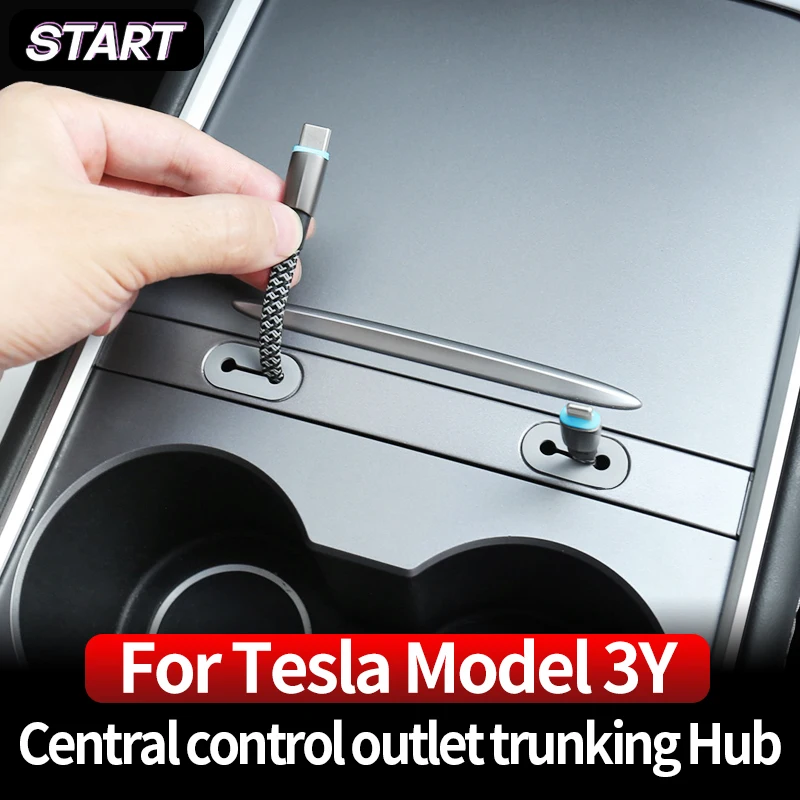 Central Control USB Hub Outlet Trunking For Tesla 2021 2022 Model 3