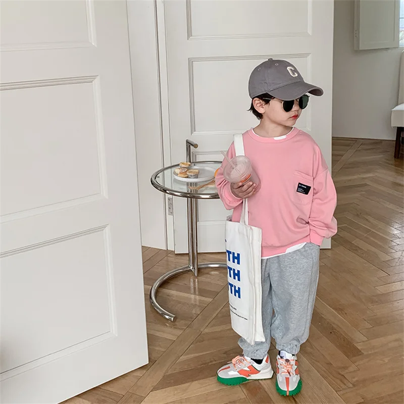 

Boys Hoodies Sweatshirts Jacket Overcoat 2022 Pink Spring Autumn Top Thicken Pullover Tops Cotton Toddler Pullover Baby's Kids C