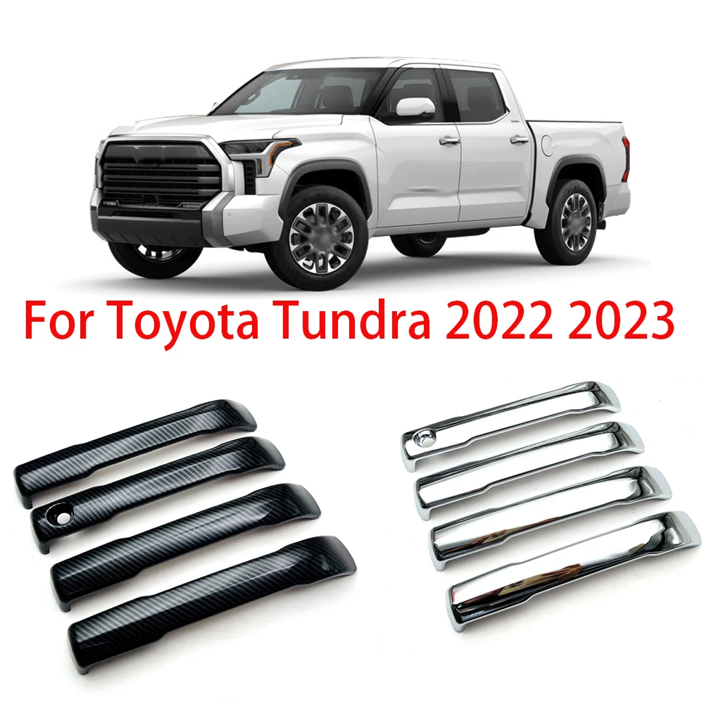 

Автомобильные аксессуары для Toyota Tundra 2022 2023, углеродное волокно, боковая дверная ручка, крышка, отделка, молдинг, протектор, наклейка, Стайлинг автомобиля