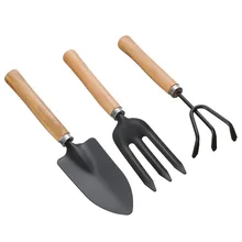 3 Pcs/set Mini Spade Shovel Harrow Flowerpot Tools Potted Plants Maintenance Wooden Handle Plant Soil Shovels Gardening Tools 