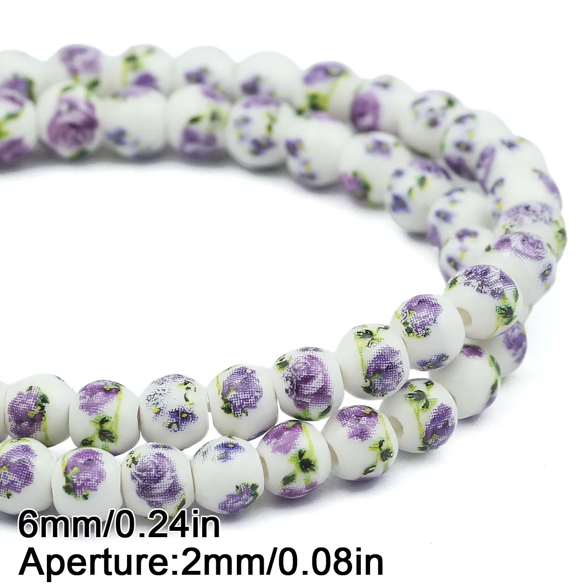 20pcs Multicolor Floral Oblate Ceramic Spacer Beads
