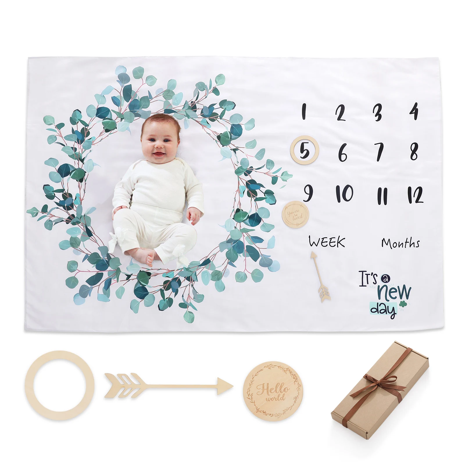 Newborn Monthly Growth Milestone Card Blanket Photography