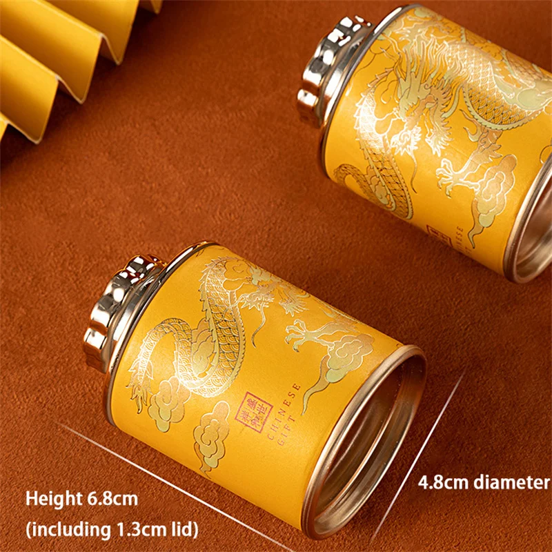 Tea Tin Box 1PC Mini Dragon Empty Tea Tin Can Household Tea Sealed Jar Portable Home Small Packaging Box Storage