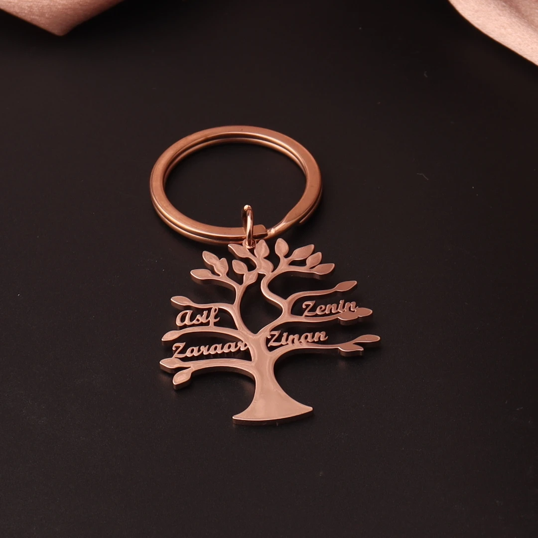 Personalized Tree of Life Pendant Keychain Custom Family Member Name Key Ring Stainless Steel Jewelry Gift for Mother wishlist member