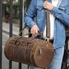 Big Capacity Leather Man Travel Bags Crazy Horse Leather Luggage Weekend Travel Duffel Large Business Man Handbag Shoulder Bag 1