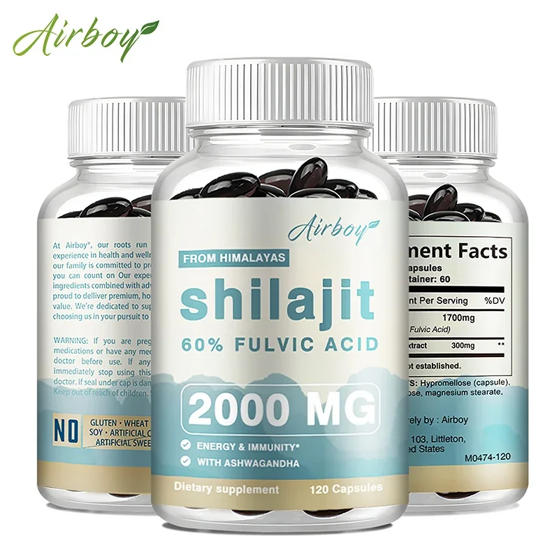 Shilajit Capsules-Rich Trace Minerals & 60% Fulvic Acid-for Improve Endurance Focus, Memory and Immune Health