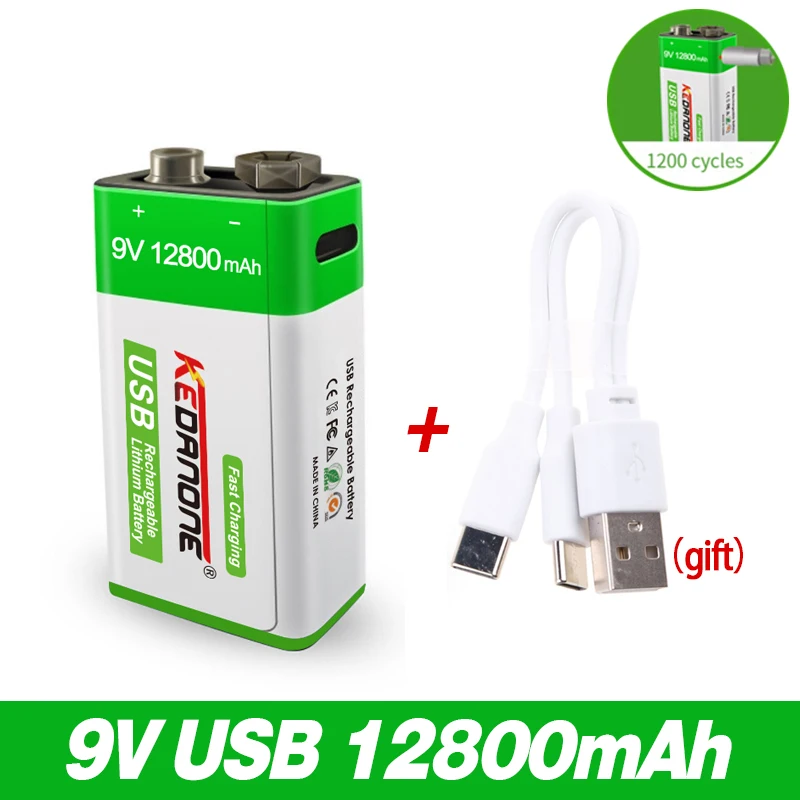 

2023 9V 12800mAh li-ion Rechargeable battery Micro USB Batteries 9V lithium for Multimeter Microphone Toy Remote Control KTV use