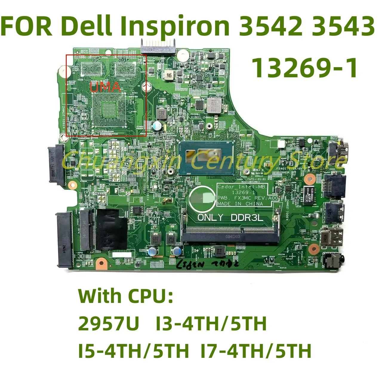 

13269-1 is suitable for DELL 3542 3543 notebook computer motherboard with 2957U I3 I5 I7 CPU 100% test OK shipment