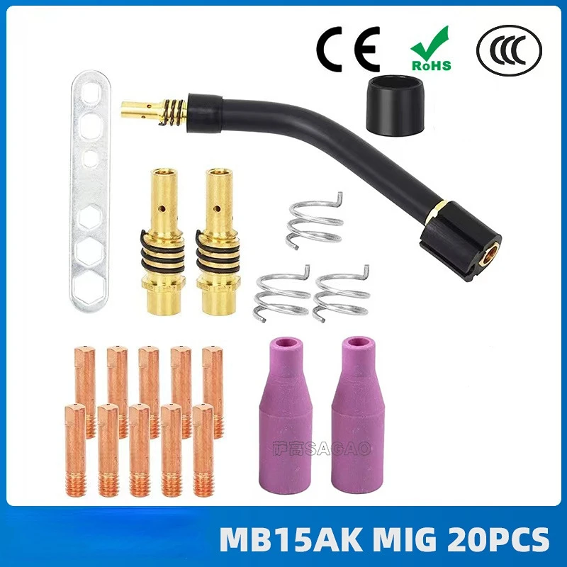 20PCS MB15AK Mig Secondary Welding Torch Accessories MB15 Contact Nozzle Protection Nozzle