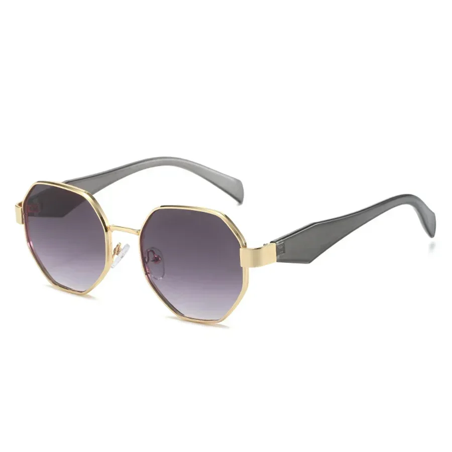 Vintage Sunglasses Women Fashion Polygonal Metal F...