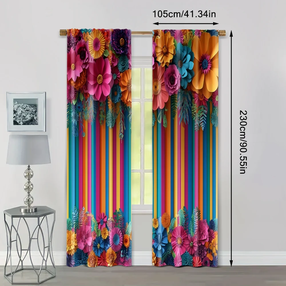 2pcs, Minimalist Curtains 2D print 2025-03-10_Carnival Celebrations Fabric (without rod) Decorations Outdoor Perfect for Bedroom 4
