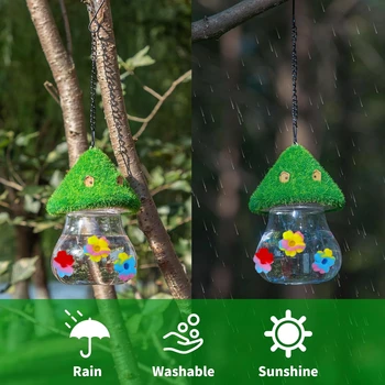 Hanging Hummingbird Feeders Mushrooms Wind Chimes Humming Bird Feeder Bird Feeding Station for Outside Garden Backyard Decor - Image 5