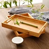 Bamboo Wooden Tray Japanese Bread Snack Solid Wood Household Kung Fu Tea Set Water Cup Plate Hotel Plates Home Kitchen Supplies 1
