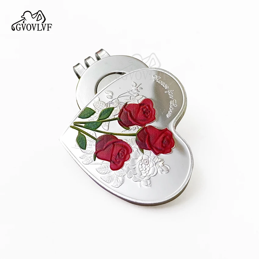 1pc Removable Golf Ball Marker With Magnetic Cap Clips Golf Accessories Alloy Marker Gift for Girls Women and Golfers Love Rose
