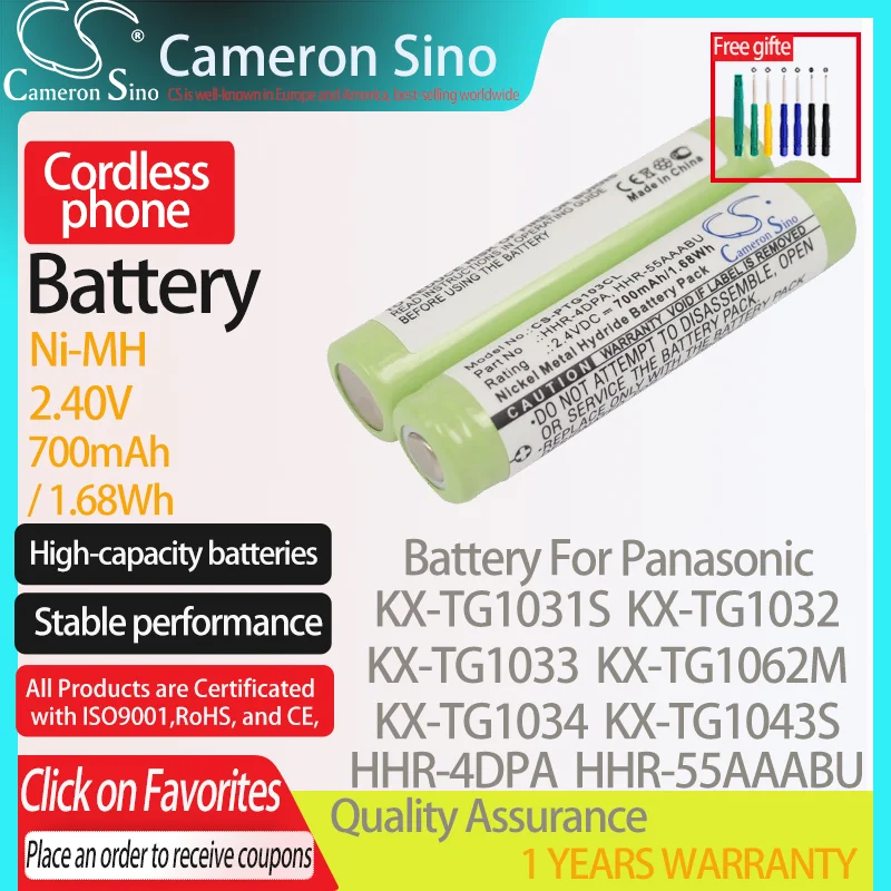 Cameronsino Batteria Per Panasonic Kx-Tg1032 Kx-Tg1033 Kx-Tg1034 Adatto Panasonic Hhr-4Dpa Batteria Del Telefono Cordless 700Mah