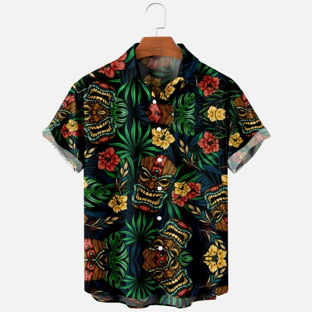 

Men's Fashion T Shirts Hawaiian Tropical Camicias 3d Print Cozy Casual One Button Shirts Short Sleeve Beach Oversized Clothes 4