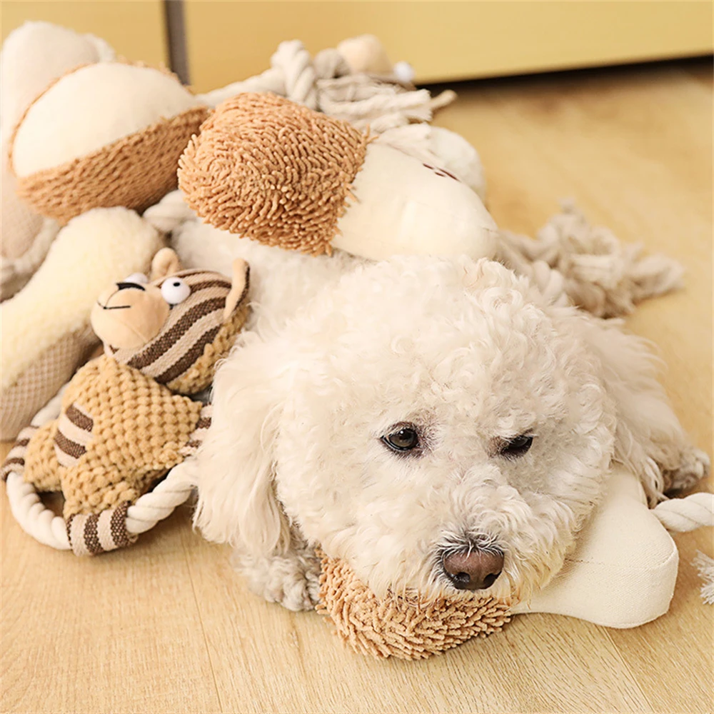 

Pet Cotton Rope Toy Dog Sound Canvas Molar Teeth Cleaner Bite-resistant Rope Knot Training Dog Toys Dog Toothbrush Dog Toys