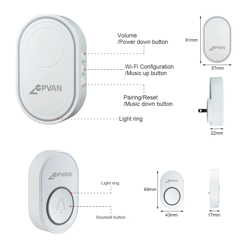 Waterproof Wireless Doorbell Tuya Smart Home Door Bell For Home Security Protect