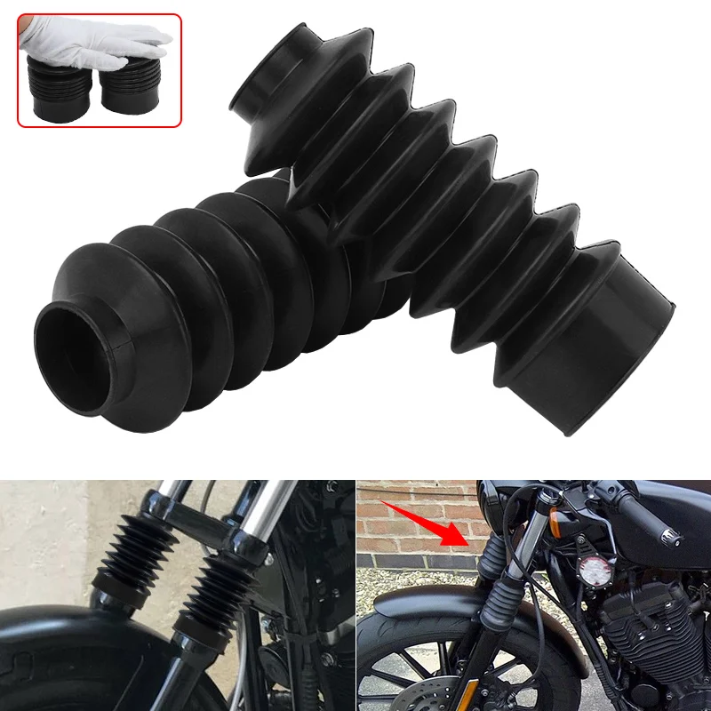 Moto Ghette Gators Stivali 39Mm Gomma Forcella Anteriore Copertura Antipolvere Misura Per Harley Dyna Fxd Sportster Xl883 Xl1200