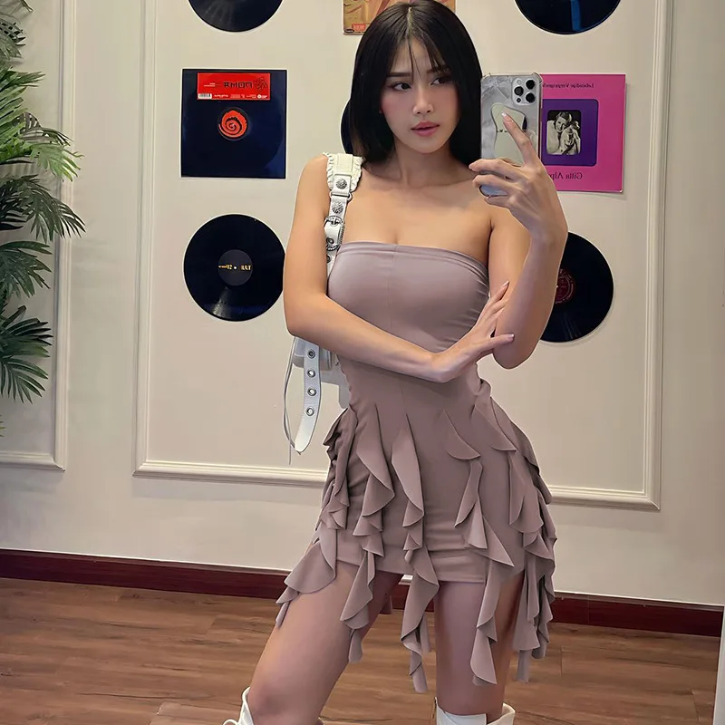 

Новинка лета 2024, модное облегающее Привлекательное платье с кисточками и сумочкой на бедрах, нагрудное платье