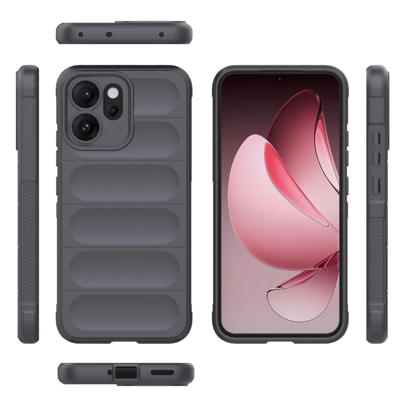 SEAHAI Cover per OPPO Reno 14 FS (OPPO Reno 14F 5G/4G), Custodia Ultra Sottile in Silicone Liquido Morbida con Modello Animale di Fiori Carini, Elegante Matte TPU Bumper Antiurto Case - Nero