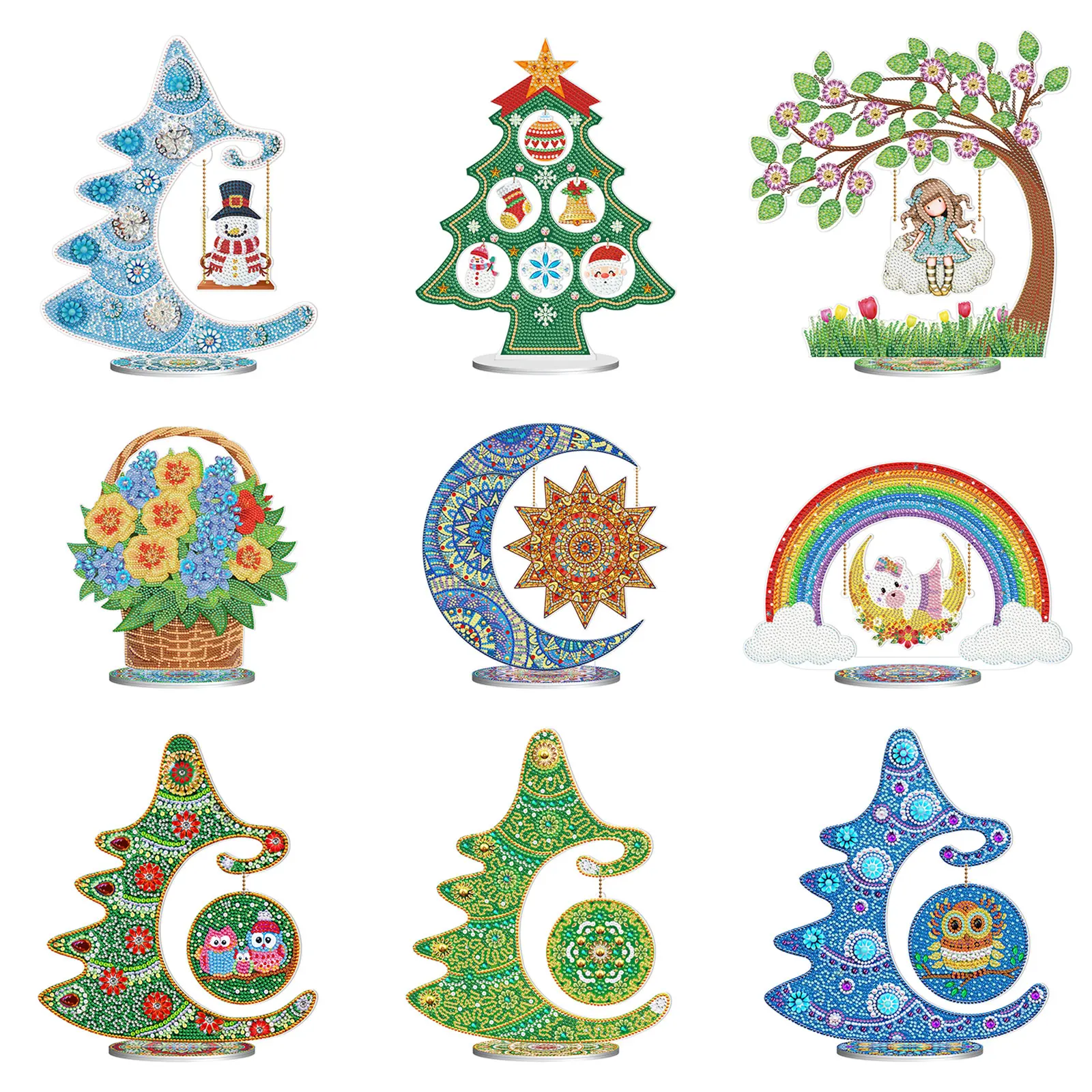 

Набор для алмазной живописи 5D «сделай сам», Рождественская елка, радужные украшения, настольное украшение, хрустальные подарки ручной работы, новый год 2022, домашний декор