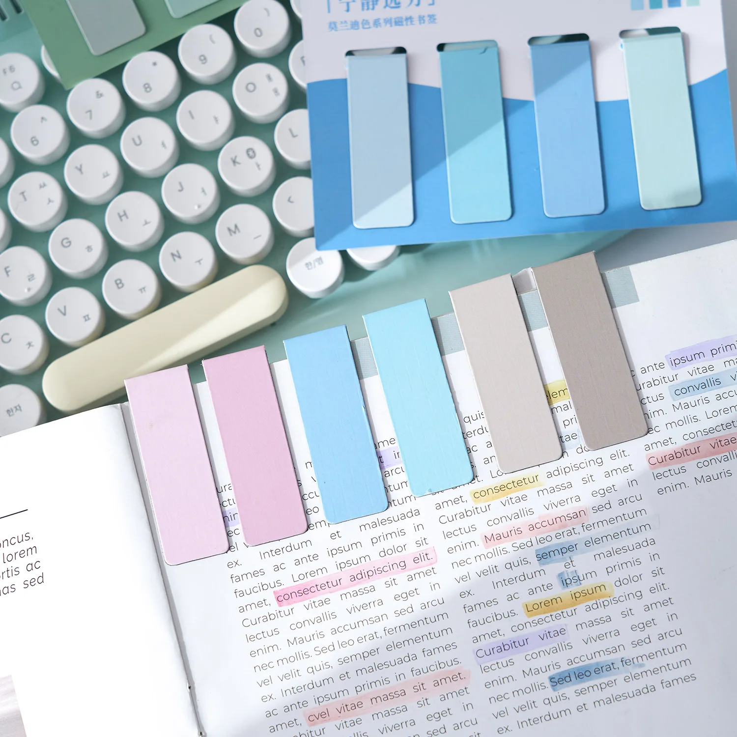 Magnetic Bookmarks Stationery Supplies Morandi Color Magnetic Bookmarks 4pcs Pack For Books Simple Blank Design Page Clips Book Marker Unique Reading Gift F7809