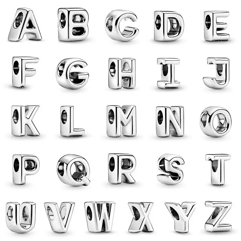 European Original Charm 26 English Letters A z Suitable For Pandora 
